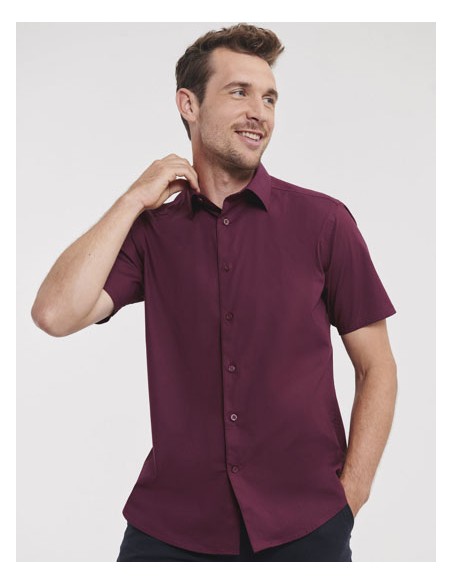 RUS-0R947M0-Men's Short Sleeve Fitted Stretch Shirt 2